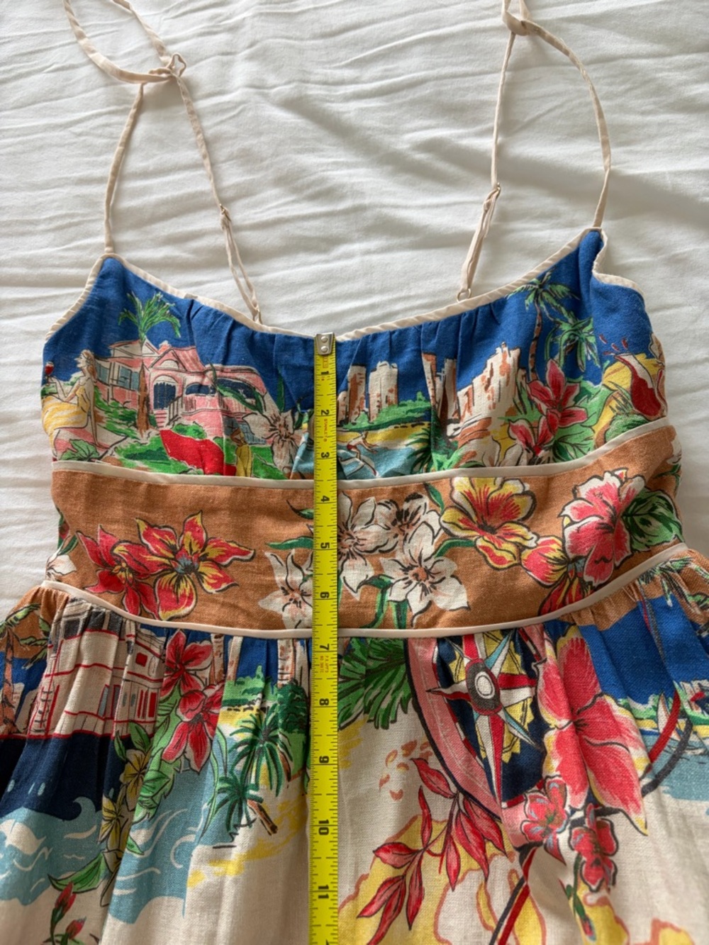 Christian Lacroix Multicolor Floral & Map-Print Midi Dress on Beige - Picture 11 of 14